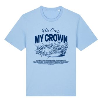 His Cross, My Crown T-shirt Light Blue_ Navy - Front