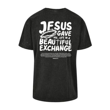 Jesus Gave His Life T-shirt Acid Wash Black_White [MAIN]