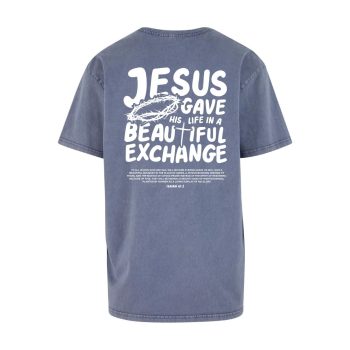 Jesus Gave His Life T-shirt Acid Wash Blue_White [ALT]
