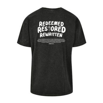 Redeemed, Restored, Rewritten T-shirt Acid Wash Black_White [MAIN]