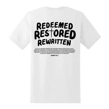 Redeemed, Restored, Rewritten T-shirt White_Black [MAIN]